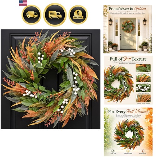 Inch fall wreaths - fall, front