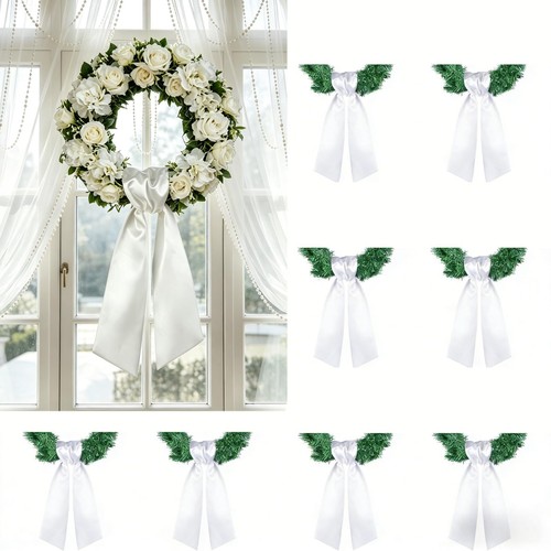 White wreath sash - white, front